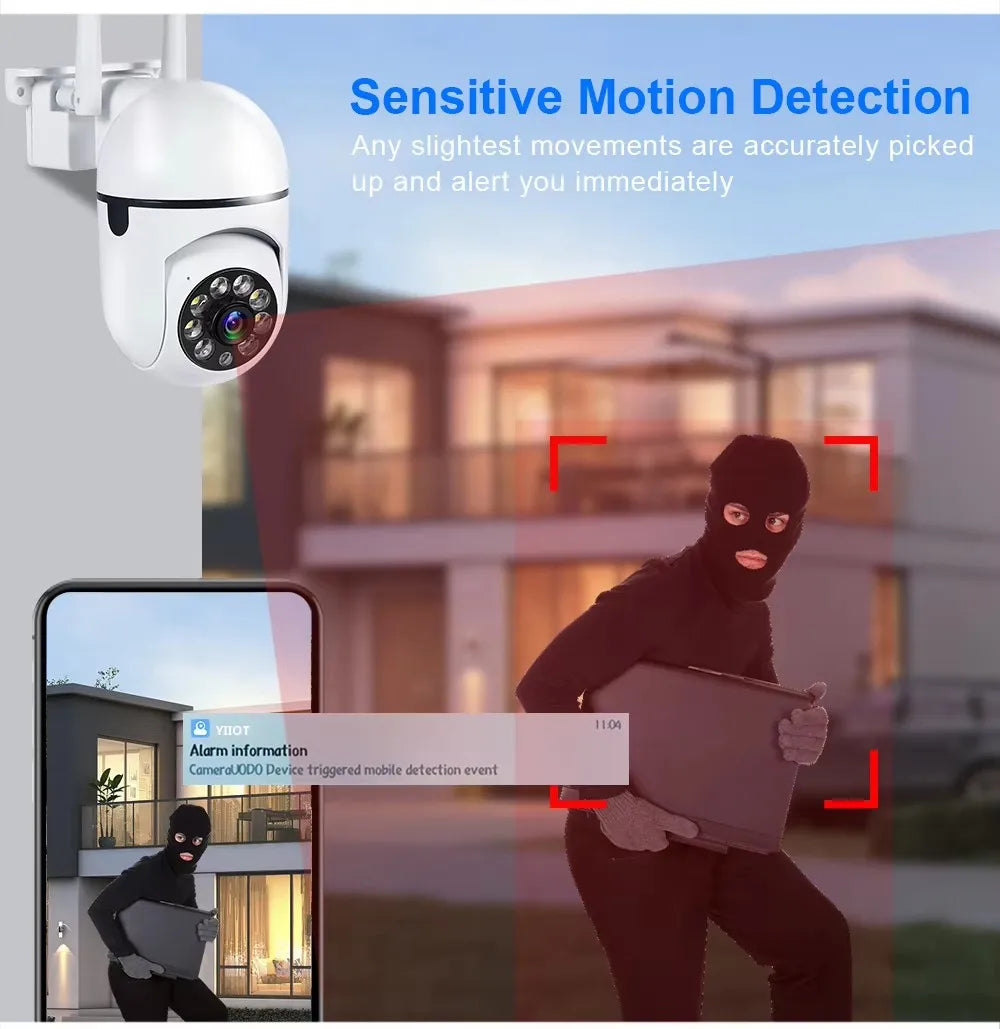 8MP Wifi IP Wireless Security Surveillance PTZ Camera 4X Zoom Cameras Tracking Two-way Audio HD Night Color Cam sayaragear