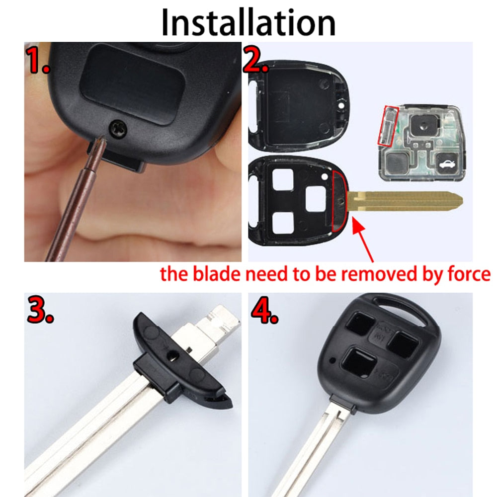 2 3 Button Pad Switch Remote Car Key Shell Case For Toyota RAV4 Prado Corolla Land Cruiser Previa Tarago Pixis Rush Celica eprolo
