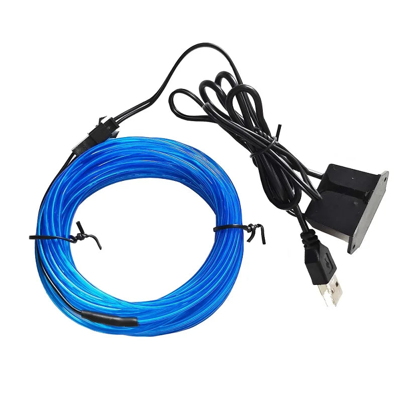 10m/5m/3m/1m 3V Battery 5V USB 12V Neon Glow EL Wire Rope with Adapter Flexible LED Strip for Car Party Dance Atmosphere Decor sayaragear