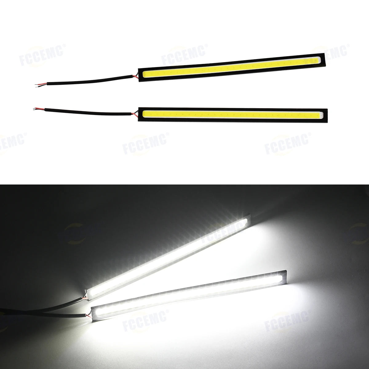 2pcs Ultra Thin Bright LED Car COB Daytime Running Lights Waterproof Night Lighting Decorative Ambient Lamp Bar 12V Universal sayaragear