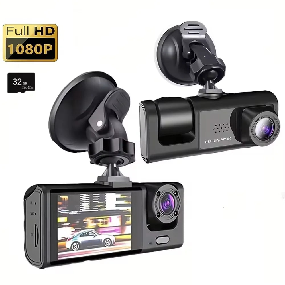 Dash Cam W/ IR Night Vision Loop Recording & 2" IPS Screen 1080P 3 Camera , DVR recorder, video recorder, Vehicle DVR sayaragear