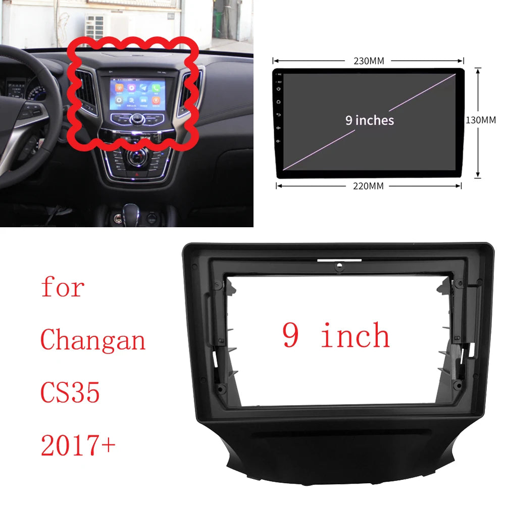 HAOCHEN Car Audio 9" Big Screen Dash Fascia Panel Frame Kit Adapter for Changan CS35 2017 Dash Frame sayaragear