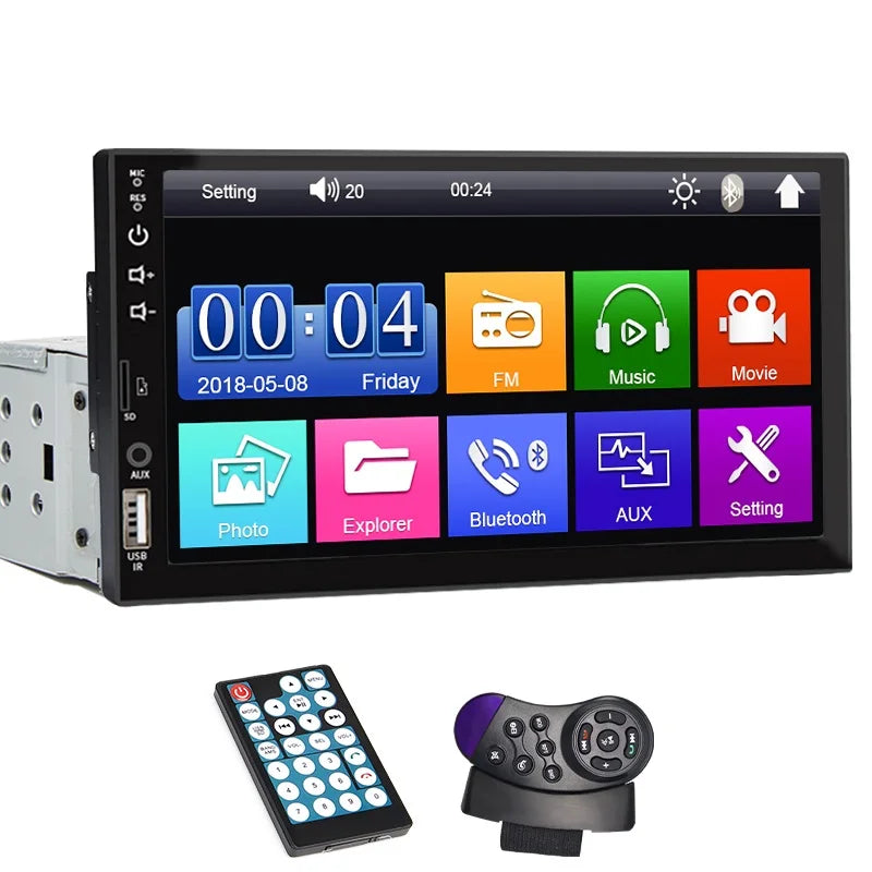 7 Inch Car Radio 1 Din MP5 Player Touch Screen Multimedia FM ISO Power Aux Input USB Bluetooth Mirror Link Universal Autoradio sayaragear