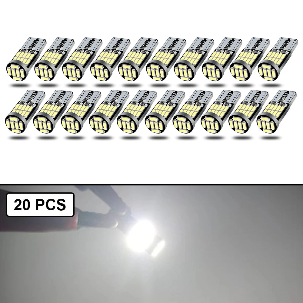 10-40 PCS CANBUS No Error T10 W5W LED Bulb For Car Interior Dome Door Map Trunk License Plate Lights 12V 26SMD 400LM 6500k White sayaragear