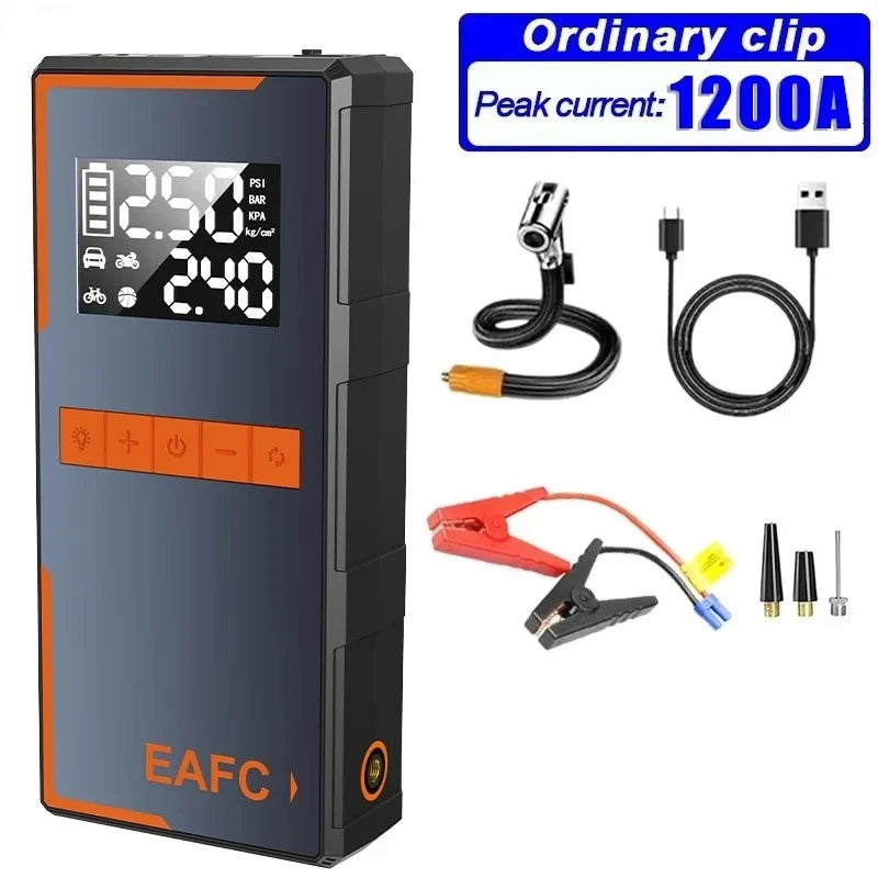 EAFC 4 In 1 Jump Starter Air Pump Power Bank Air Compressor LED Lighting 1200A Starter 150PSI Inflatable Pump Battery Booster sayaragear
