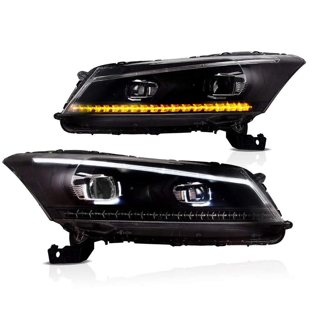 VLAND Projector Headlights Black for 2008-2012 Honda Accord Sedan 8th Generation, Stylish Replacement Front Lamp Assembly sayaragear