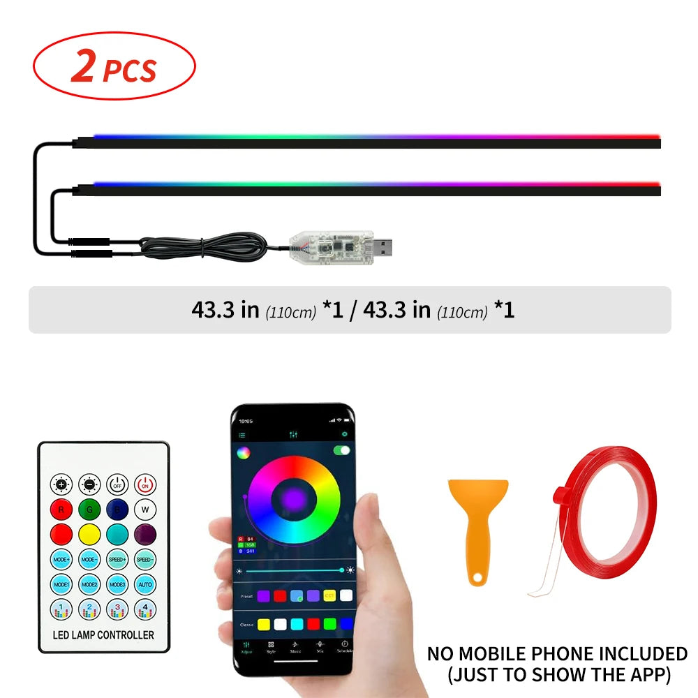 110cm APP Control Car Ambient Lights LED Interior RGB Symphony Atmosphere Light Acrylic Strips Dashboard Decoration Sunroof sayaragear