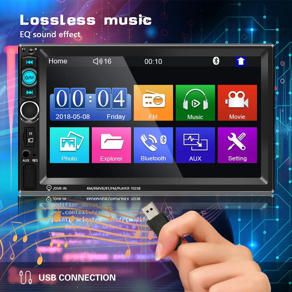 7" Double 2 DIN Car Radio Stereo Bluetooth FM USB TF AUX IOS/Android MP5 Player sayaragear
