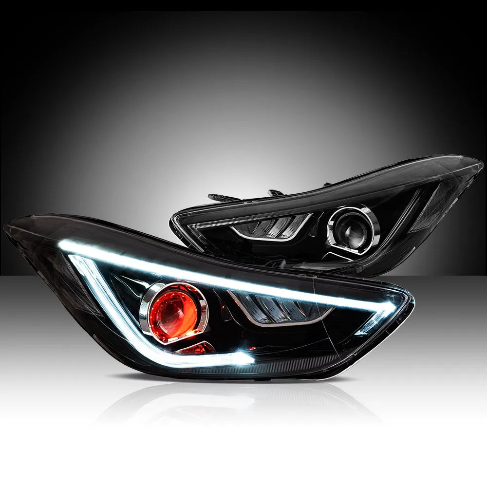Vland 11-15 Hyundai Elantra (MD/UD/JK) Dual Beam Projector Headlights With Demon Eyes Black sayaragear