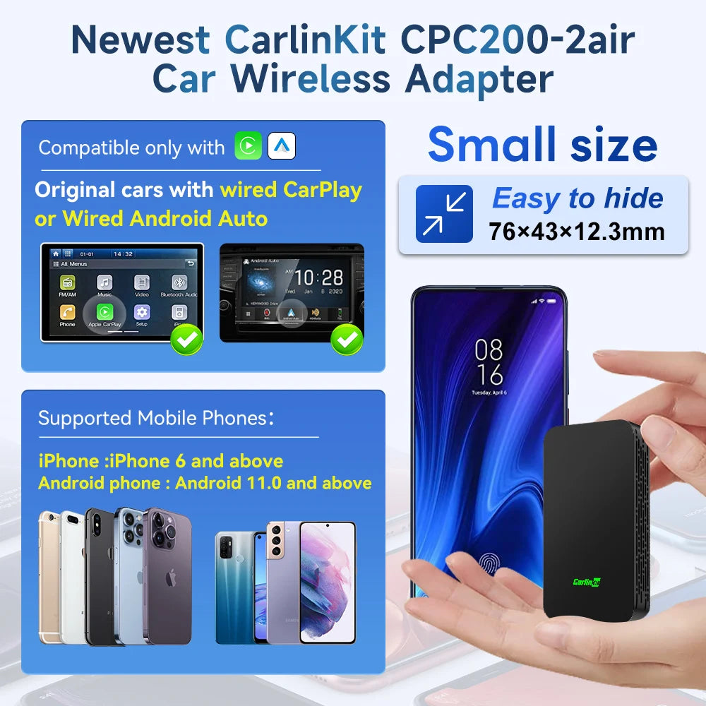 CarlinKit 5.0 2Air Wireless Adapter Wireless Android Auto &CarPlay Box Plug and Play WiFi Bluetooth Auto Connection For OEM Cars sayaragear