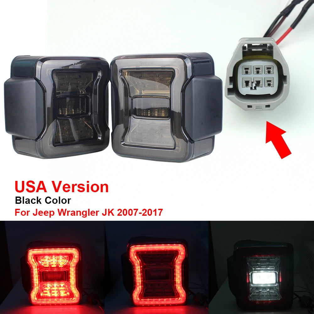 for Jeep Wrangler JK 2007-2018 LED Tail Light Taillight Assembly Rear Lamps Brake Reverse Light Daytime Running Lights sayaragear
