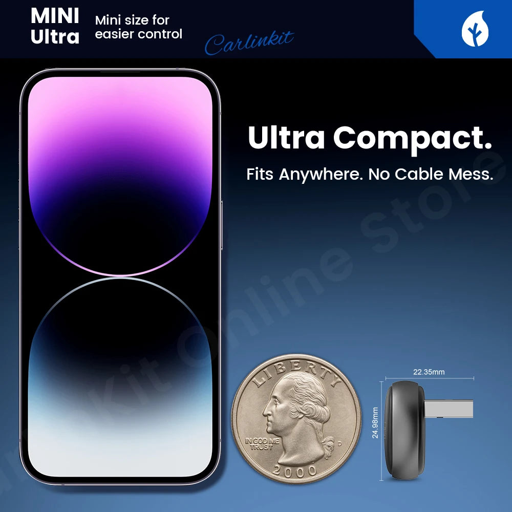 CarlinKit Mini Ultra3 CarPlay Android auto Wireless Adapter for Car infotainment Upgrade Adapter BT Wifi Connect 5.8GHz OTA sayaragear