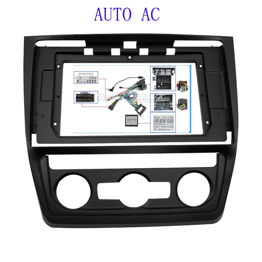 Car Radio Fascias Frame For Skoda Yeti 2009-2017 10 inch Stereo Panel Harness Power Cable Adapter Canbus Decoder Mount Kit sayaragear