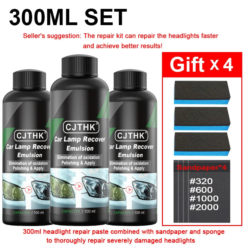 Car Headlight Restoration Polishing Kits Headlamp Scratch Remover Repair Cleaning Paste Remove Oxidation Headlight Polish Liquid sayaragear