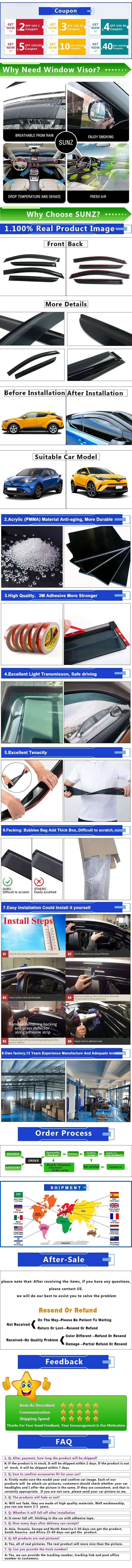Window Visor For Toyota Chr Izoa 2017 2018 2019 2020 2021 2022 2023 Weathershield Sun Rain Deflector Guard Car Window Deflector sayaragear