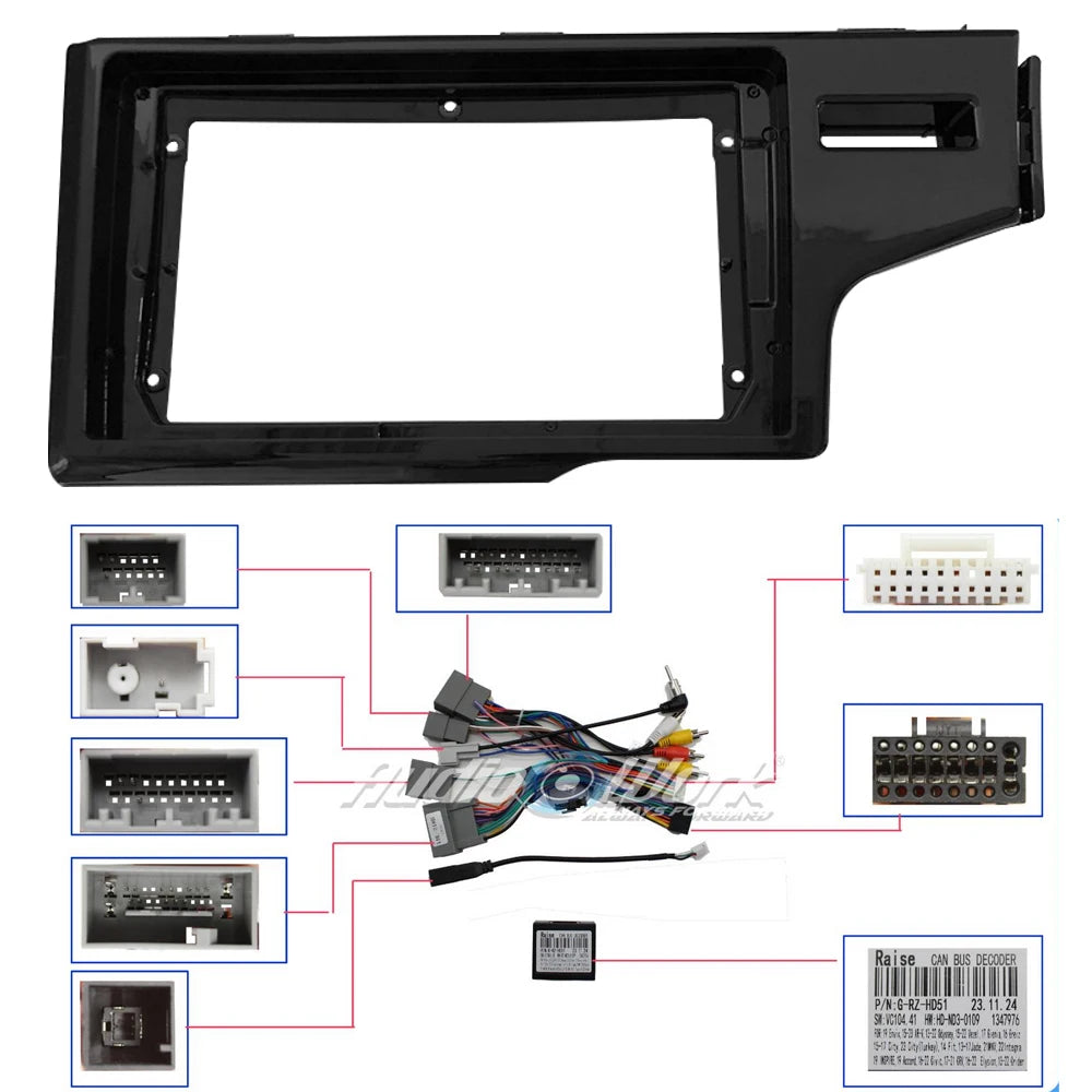 Car Radio Fascias Frame For Honda Fit 3 GK GH GP Jazz 2013-2020 RHD 9 inch 2DIN Stereo Panel Harness Wire Power Cable Canbus sayaragear