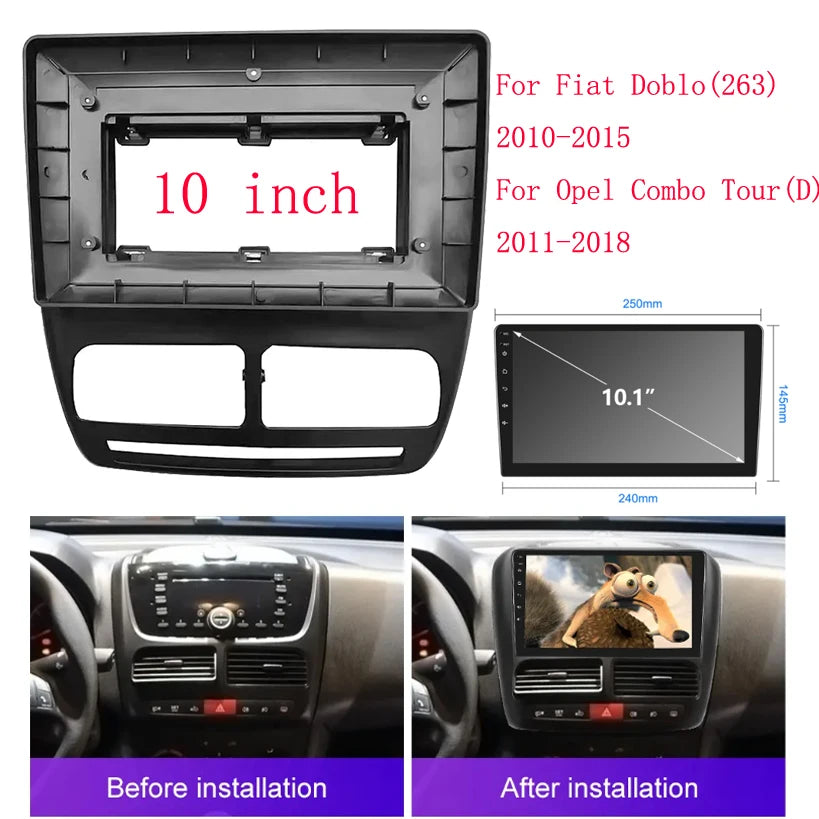 HAOCHEN 10 Inch Car Frame Fascia Adapter Android Radio Dash Fitting Panel Kit For Opel Combo Tour D Fiat Doblo 263 2011-2018 sayaragear