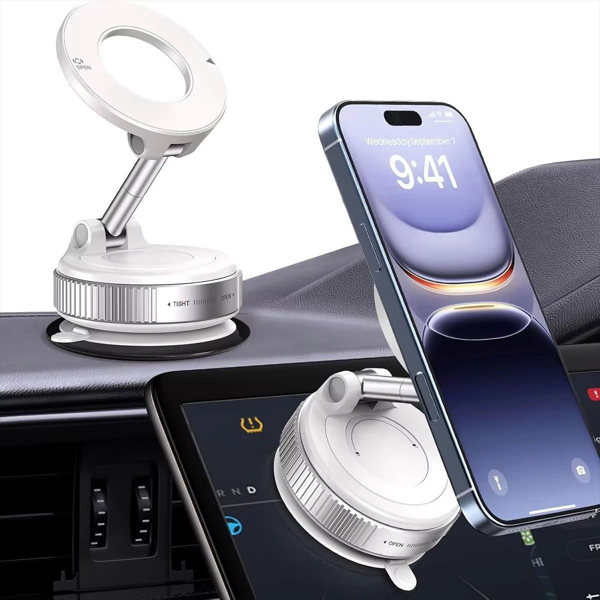 Car Phone Magnetic Stand Mechanical Vacuum Suction Cup Rotate 360° Magnetic Adsorption Bracket GPS Navigation Universal Holder sayaragear