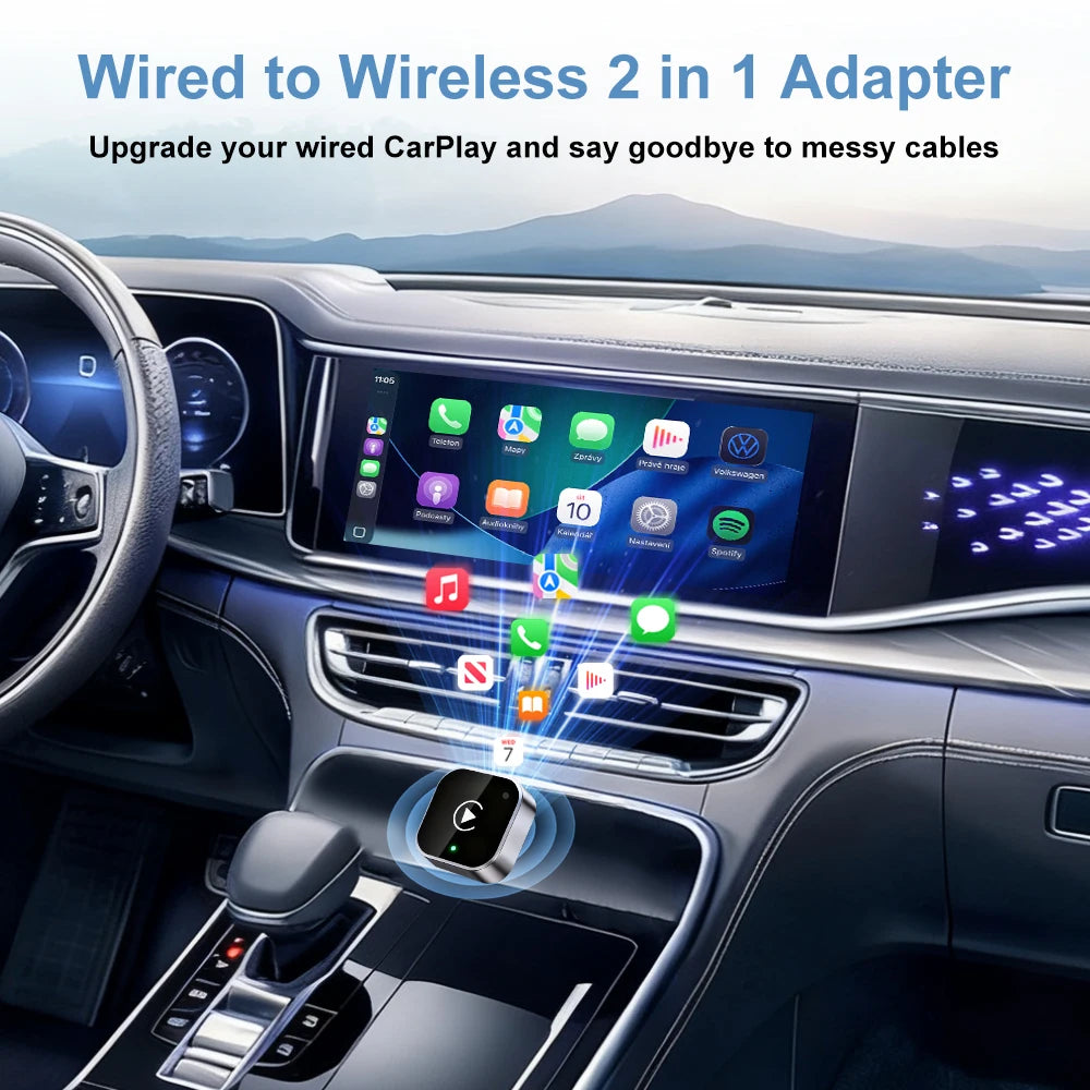 2026 2in1 CarPlay/Android Auto Adapter Wired to Wireless Dongle for Apple & Android Plug and Play Universal Car Accessory Newest sayaragear
