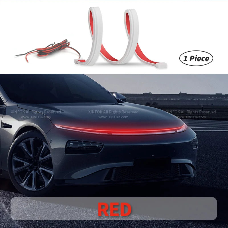 XINFOK LED Car Hood Lights Strip Universal Auto Decorative Atmosphere Lamps Ambient Lights For Car Daytime Running Lights DRL 12 sayaragear