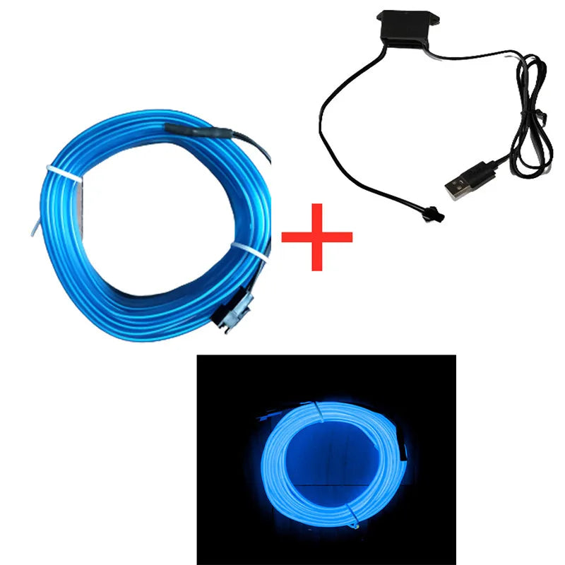 Car Interior Decorative Lamps Strips Atmosphere Lamp Cold Light Decorative Dashboard Console Auto LED Ambient Lights 1/2/3/4/5M sayaragear