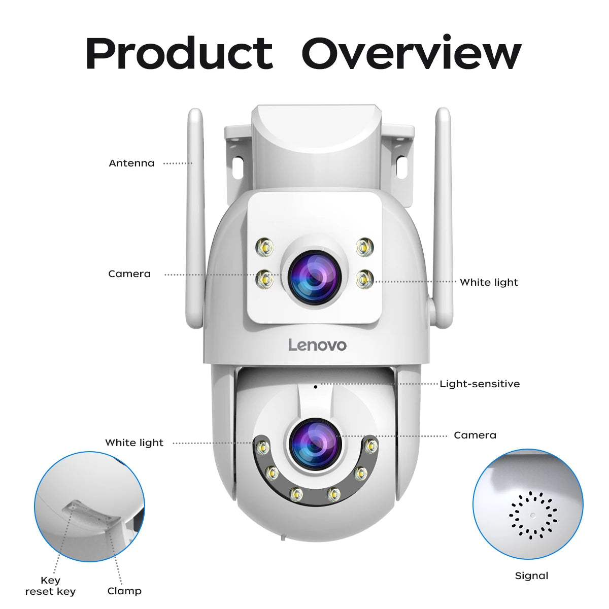 Lenovo 4K WiFi Surveillance Camera 5G Wifi Outdoor Dual Lens PTZ IP Cameras Auto Tracking Audio Video ONVIF Security CCTV Camera sayaragear