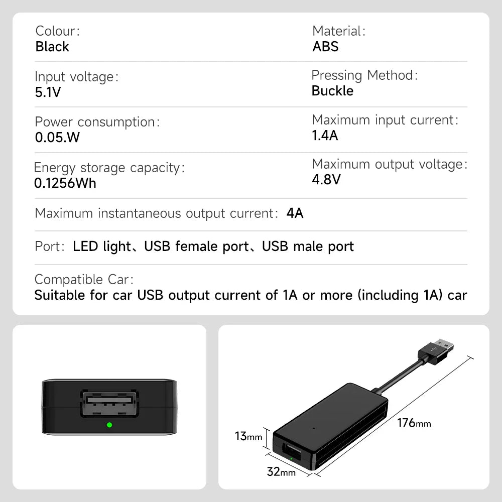 CarlinKit Car Power Supply Cable Solve Use Android 13 CarPlay Ai Box Car Radio Power Shortage Problem Power Supply Adapter sayaragear