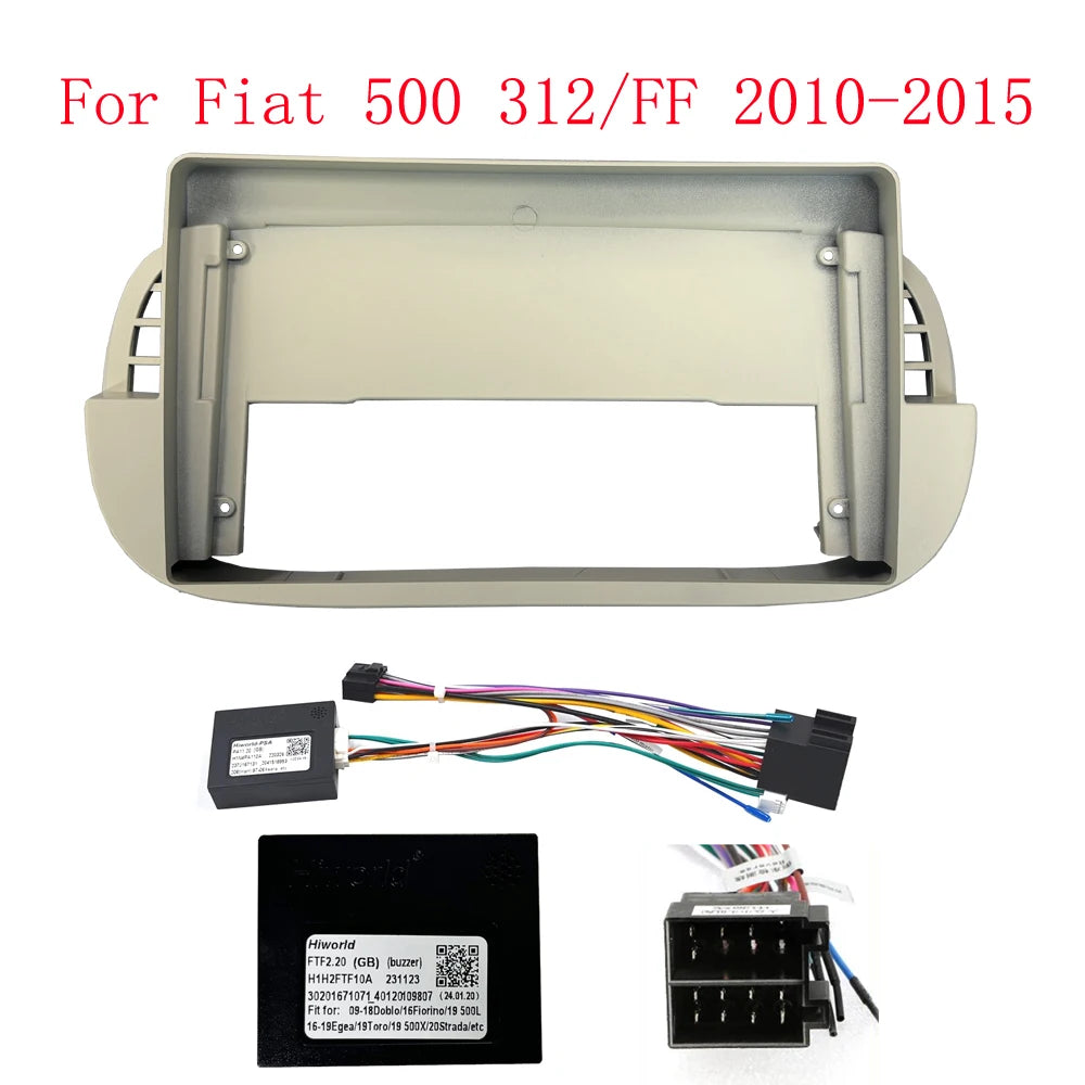 Car Radio Fascias Frame For Fiat 500 312/FF 2010-2015 9 inch 1DIN Stereo Panel Wiring Harness Power Cable Adapter Canbus Decoder sayaragear