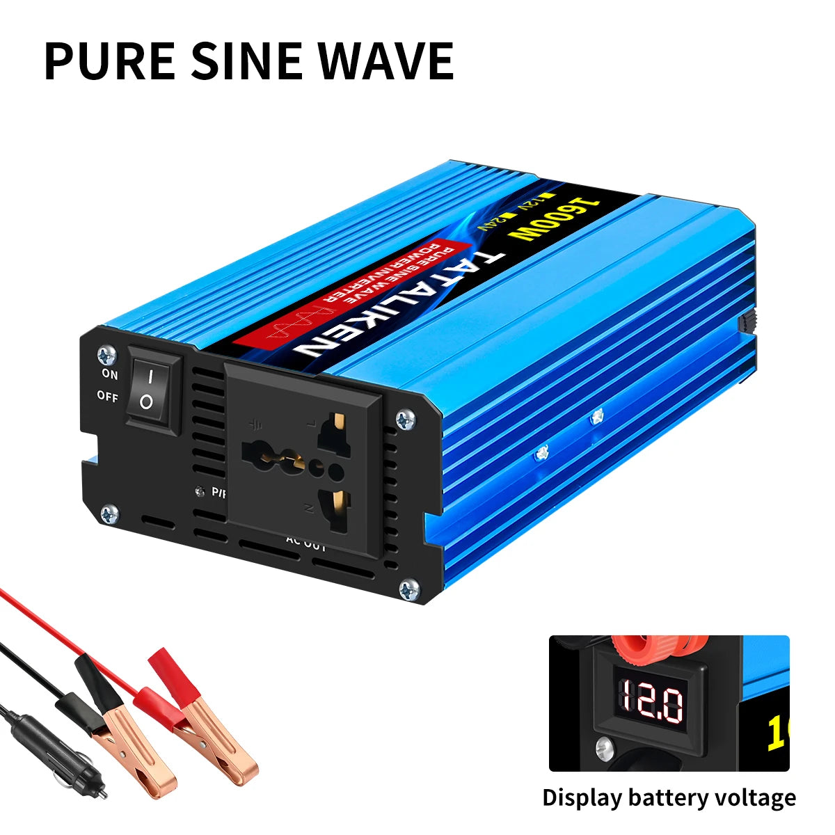 Pure Sine Wave Inverter 1000W-4000W DC 12V and 24V to AC 220V 50hz Power Inverter Charger Adapter Universal Socket sayaragear