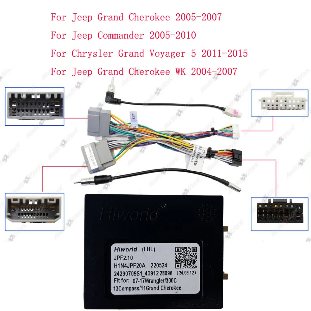 16PIN Car Android Radio Harness Wire Canbus For Jeep Commander Grand Cherokee Chrysler Grand Voyager Vehicle Stereo Power Cable sayaragear