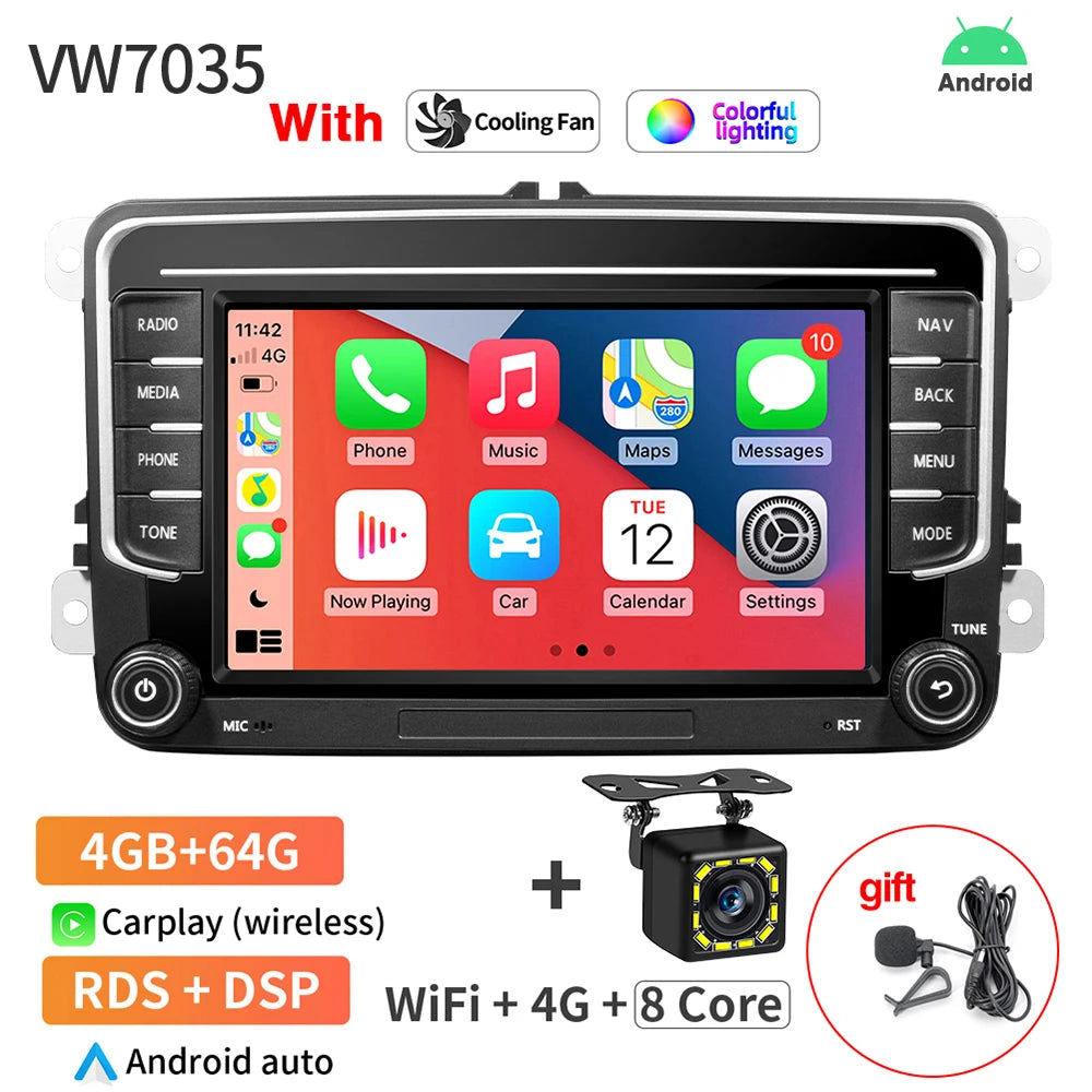 GRANDnavi Android13 Car Radio GPS For VW Volkswagen Skoda Octavia Golf 5 6 Touran Passat B6 Polo Jetta 2Din Multimedia Player sayaragear