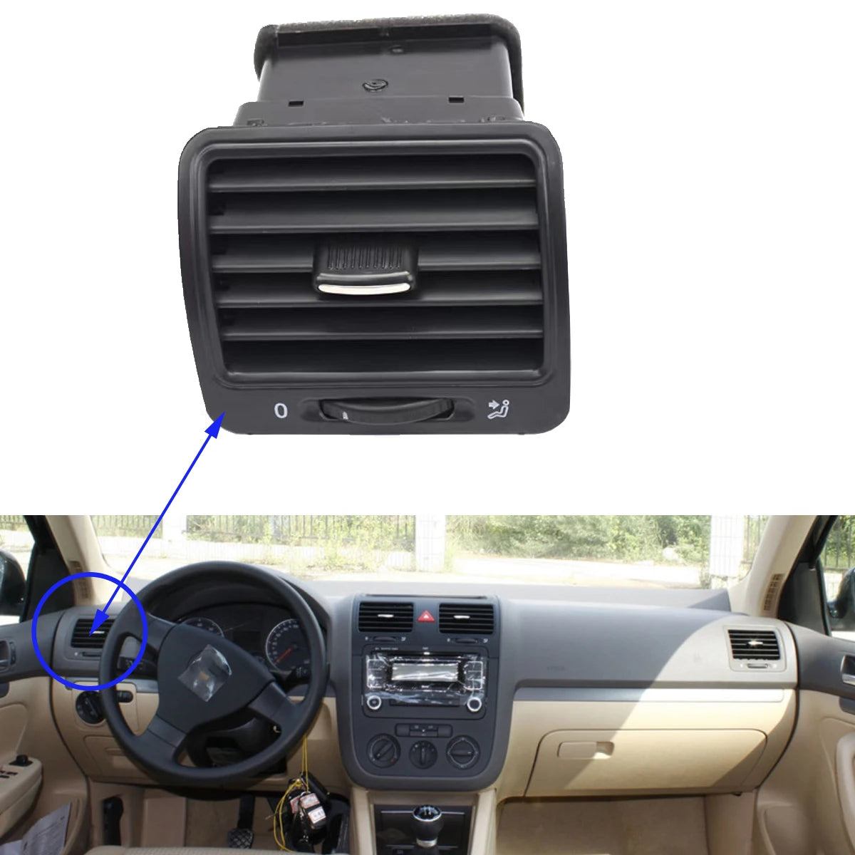 1x/2x Interior Black Dashboard AC Air Vent Outlet Grill For VW Golf 5 GTI 2004-2008 Jetta A5 MK5 GLI 1K0819703D 1K0819704D sayaragear