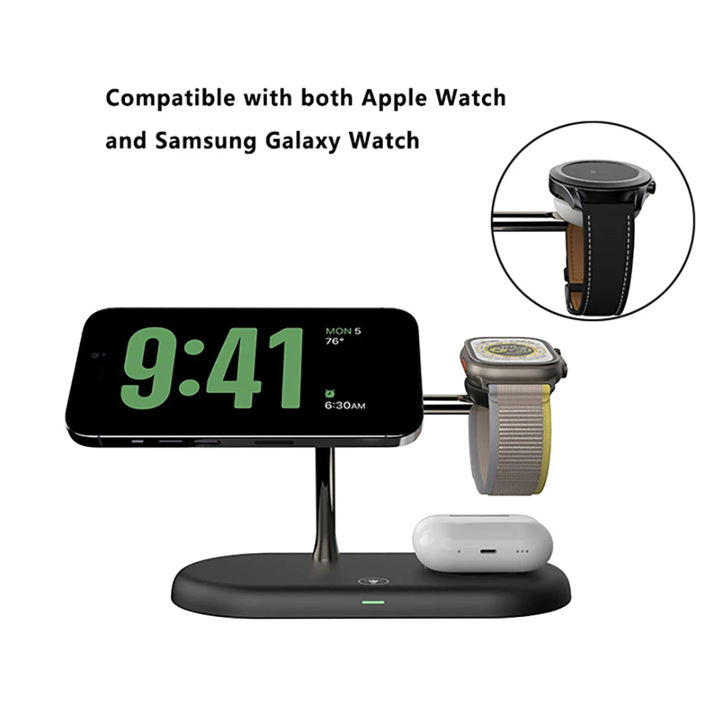 3 in 1 Wireless Charger Stand For iPhone 12/13/14/15/16/17 Fast Charging Station for Apple Watch 10 9 8 7 6 5 4 Airpods 2 3 Pro sayaragear