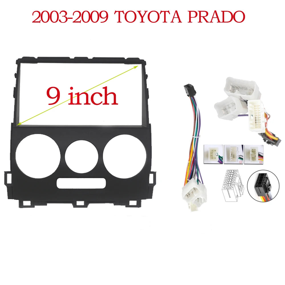 9" Car Radio Fascia For TOYOTA Land Cruiser Prado (120) 2002-2009 Video Player Audio 2 Din Frame Dashboard Panel Mount Kit sayaragear