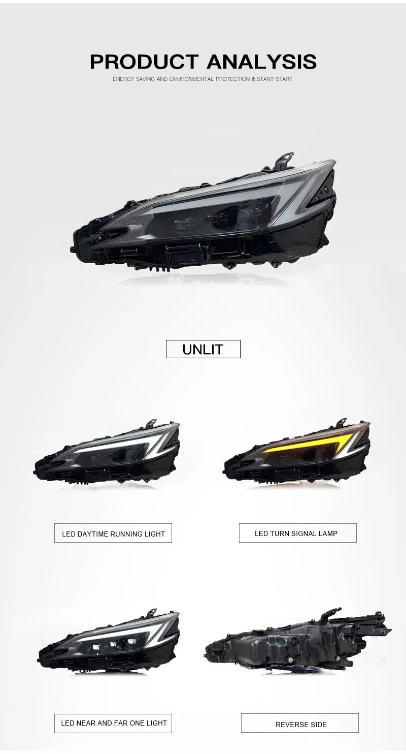 Car Head Lamp For Lexus ES LED Headlight 2018-2025 ES200 ES250 ES350 ES300H High Beam Plug And Play Car Accessories sayaragear
