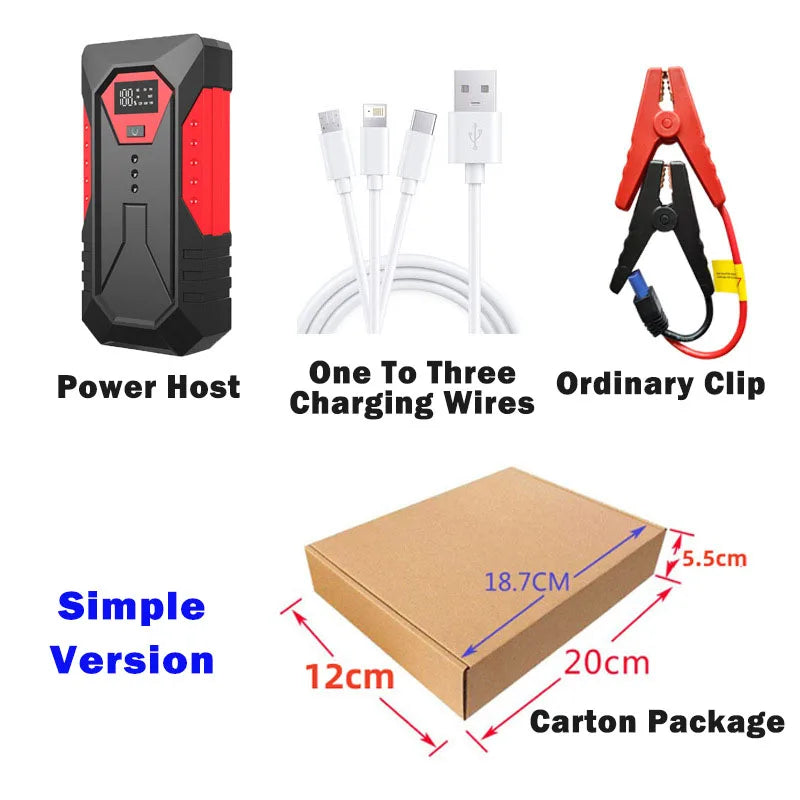 Portable Car Jump Starter Power Bank Car Booster Charger 12V Starting Device Petrol Diesel Car Emergency Booster 18800mAh sayaragear