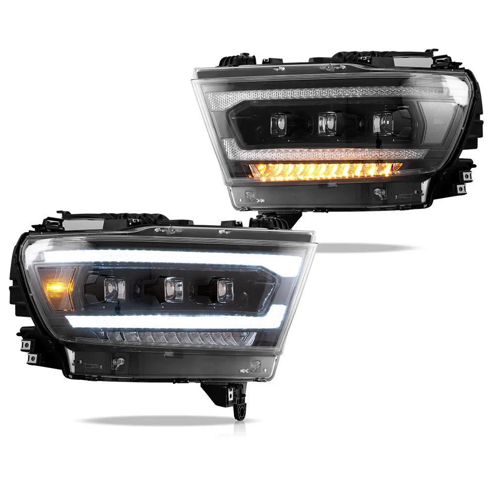 Vland 19-24 Ram 1500 5th Gen (DT) LED Matrix Projector HeadLights Black Assembly sayaragear