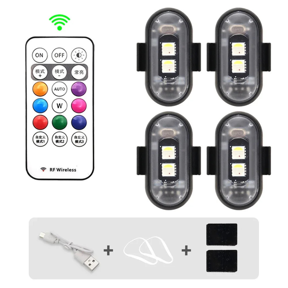 Car Motorcycle RGB LED Strobe Lights 8 Colors LED Flash Position Wireless Light Aircraft Airplane Helicopter Warning Lights sayaragear