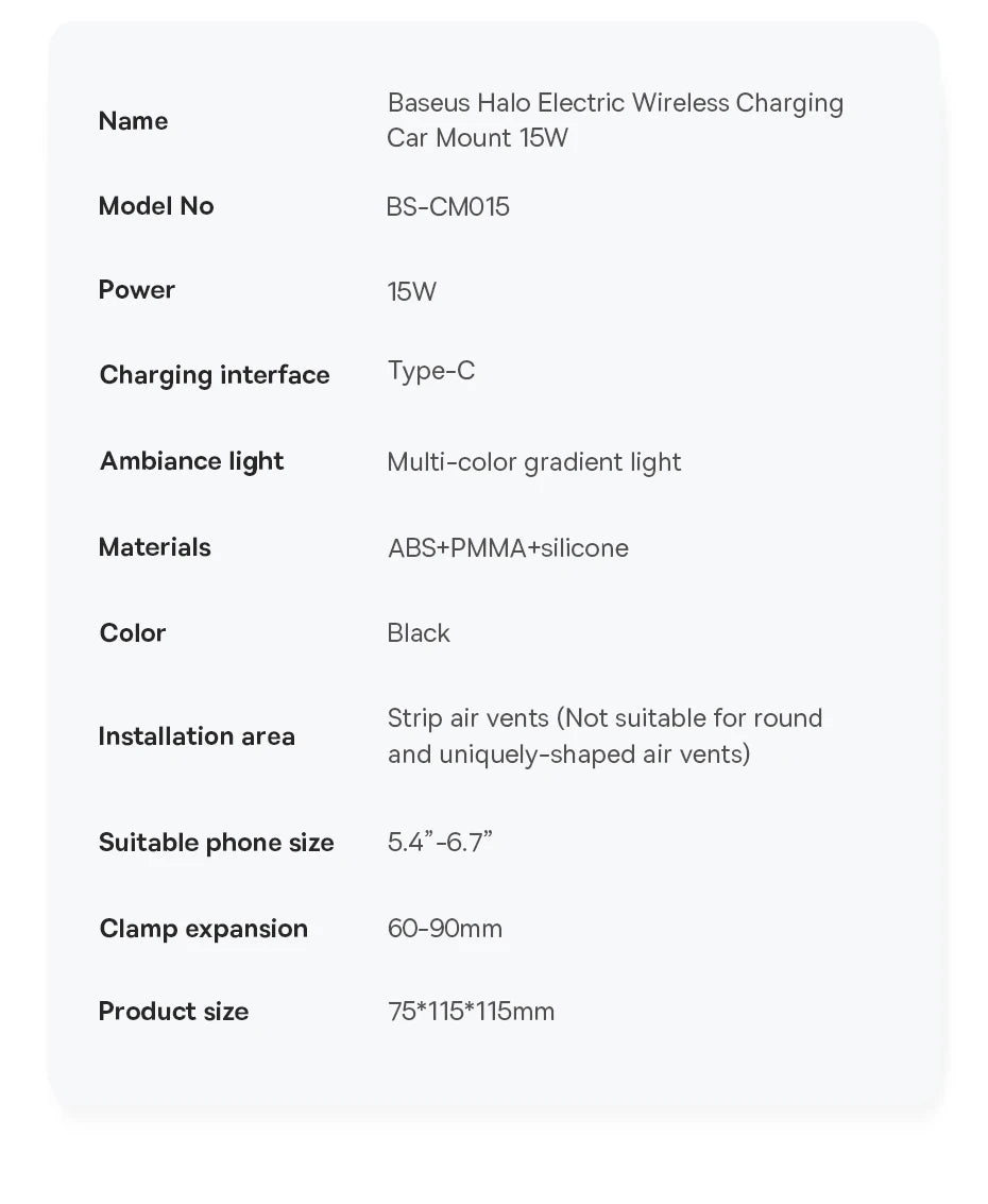 Baseus Car Phone Holder Infrared 15W QI Wireless Phone Charger for iPhone Xiaomi Samsung Car Mount Fast Charging Easy Control sayaragear