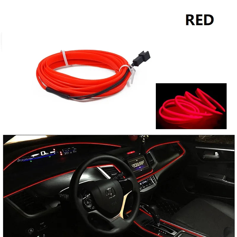 Car Interior Decorative Lamps Strips Atmosphere Lamp Cold Light Decorative Dashboard Console Auto LED Ambient Lights 1/2/3/4/5M sayaragear
