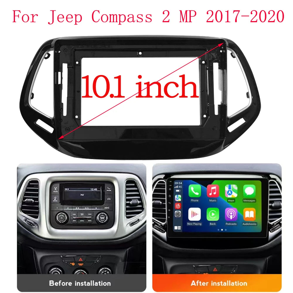 10 Inch Car Frame Fascia Adapter Canbus Box Decoder Android Radio Dash Fitting Panel Kit For Jeep Cherokee Compass 2017-2019 sayaragear