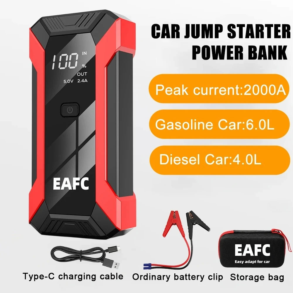 EAFC Power Bank 1000A/1200A/2000A Jump Starter Portable Charger Car Booster 12V Auto Starting Device Emergency Battery Starter sayaragear