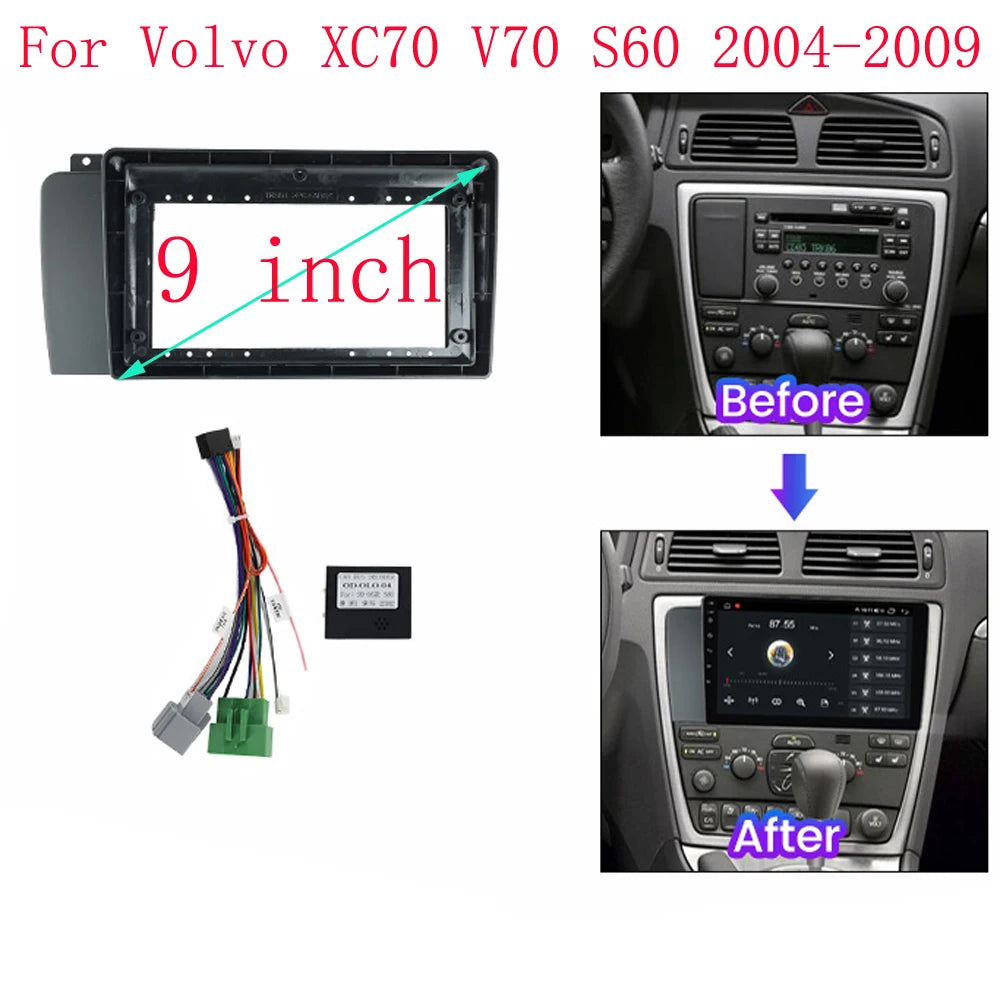 FOR 2004-2007 Volvo XC70 V70 S60 9 inch Radio Android stereo Harness screens accessories navigation dashboard cable frame canbus sayaragear