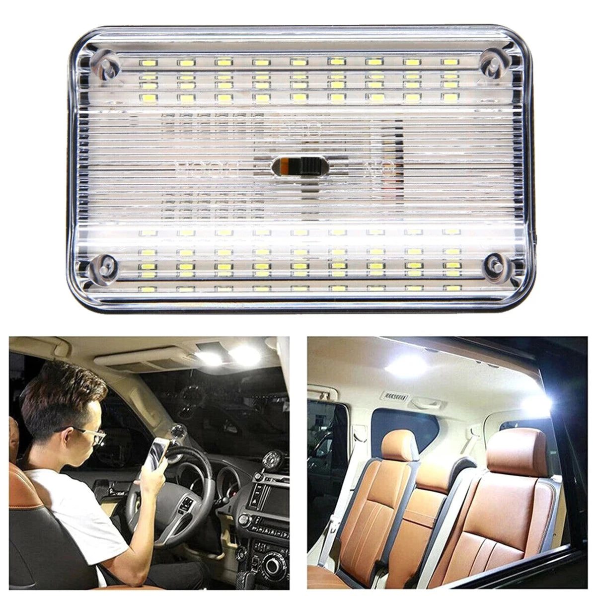 Car Interior Roof Lights 12V 36 LED Bulbs White Vehicle Ceiling LED Lighting Lamp Car Dome Reading Light with On/Off Switch Hot sayaragear