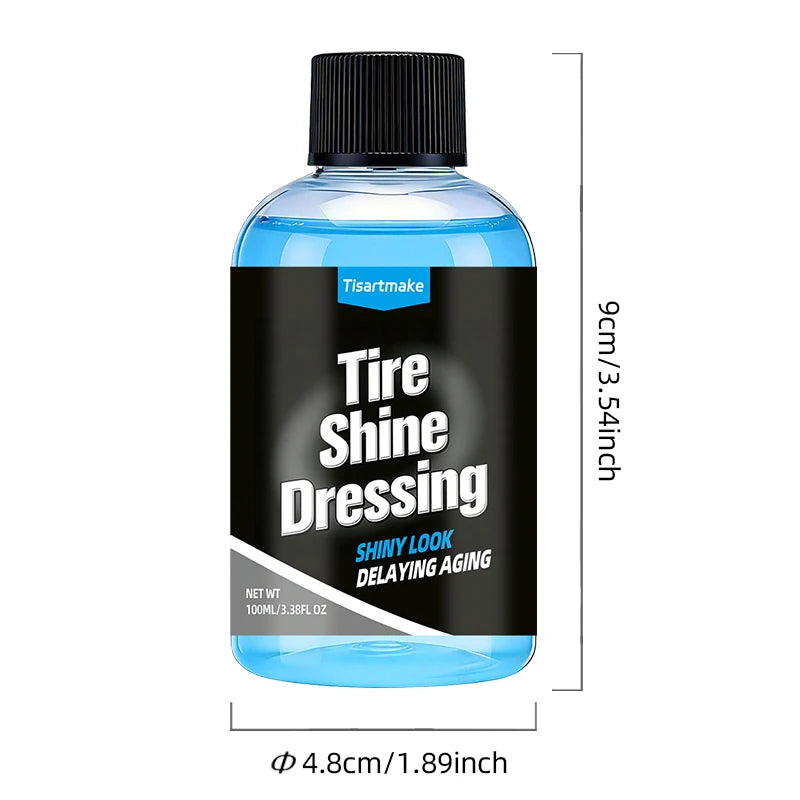 Black Wet Look Tire Shine Dressing -Automotive Clear Coat Tire Dressing Spray for Glossy Wet Tire Look, Vinyl & Plastic, with UV sayaragear