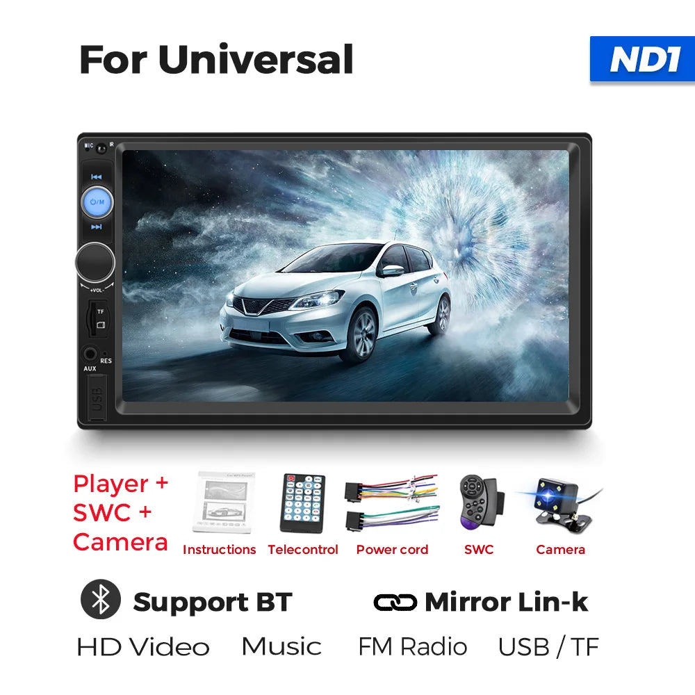 Navifly ND1 2 din Car Radio 7" HD Touch Screen Autoradio Multimedia Player Universal Car Stereo MP5 Player BT SWC TF FM Camera sayaragear