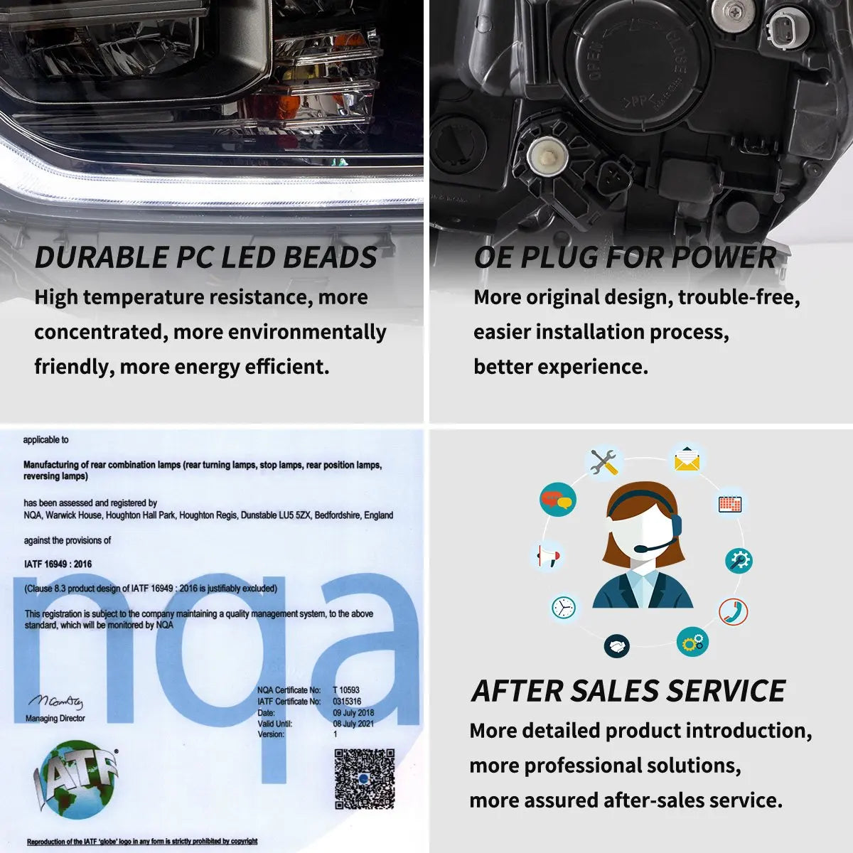 VLAND 2014-2021 Tundra LED Reflection Bowl Headlights Chrome Housing Sequential Turn Signal Headlamp Assembly sayaragear