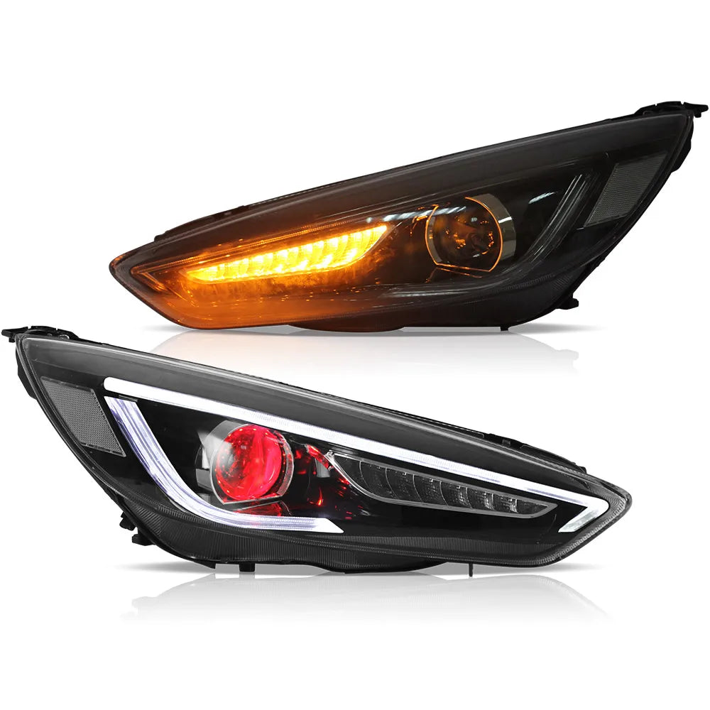 Vland 15-18 Focus Mark 3th Gen Facelift Dual Beam Projector Headlights Black sayaragear