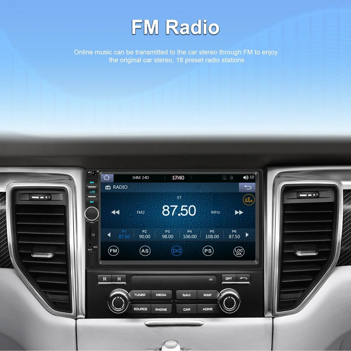7" HD Car Stereo Radio 2Din MP5 Multimedia Player for Android Auto Mirror Link Rear 12LED Backup Camera USB AUX TF EQ FM Radio sayaragear
