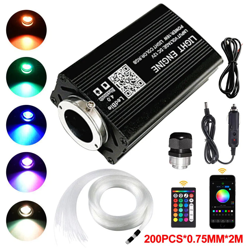Car Starry Sky Light Auto Home Fiber Optic Lights Atmosphere Lamp Music Control Ceiling Lights RGB 12W 8 Colors Car Styling DIY sayaragear